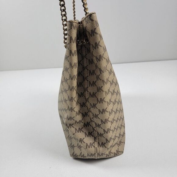 Michael Kors Jet Set‎ Chain Large Signature Tote Khaki/Brown Coated Canvas Bag - Picture 5 of 15